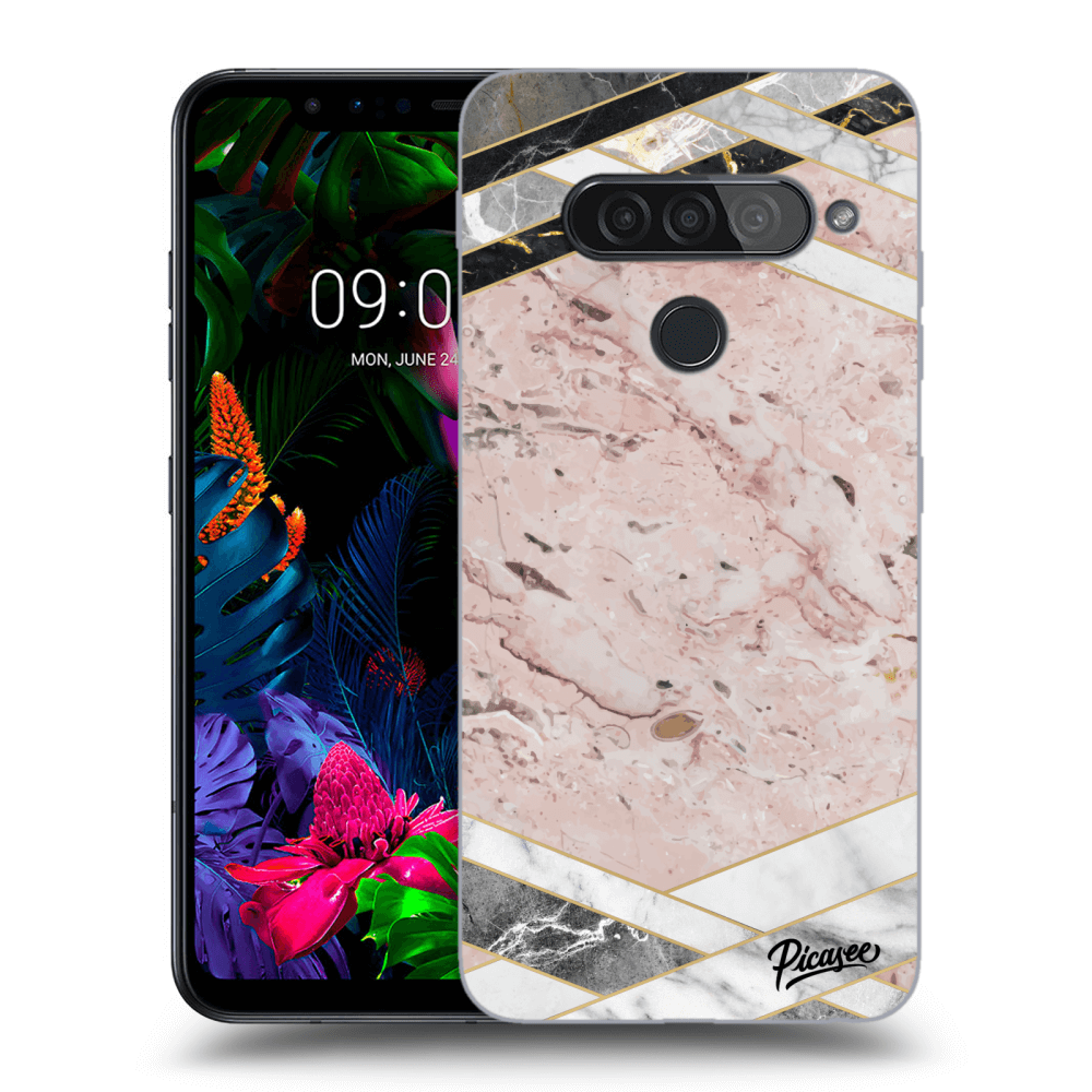 Picasee LG G8s ThinQ Hülle - Transparentes Silikon - Pink geometry