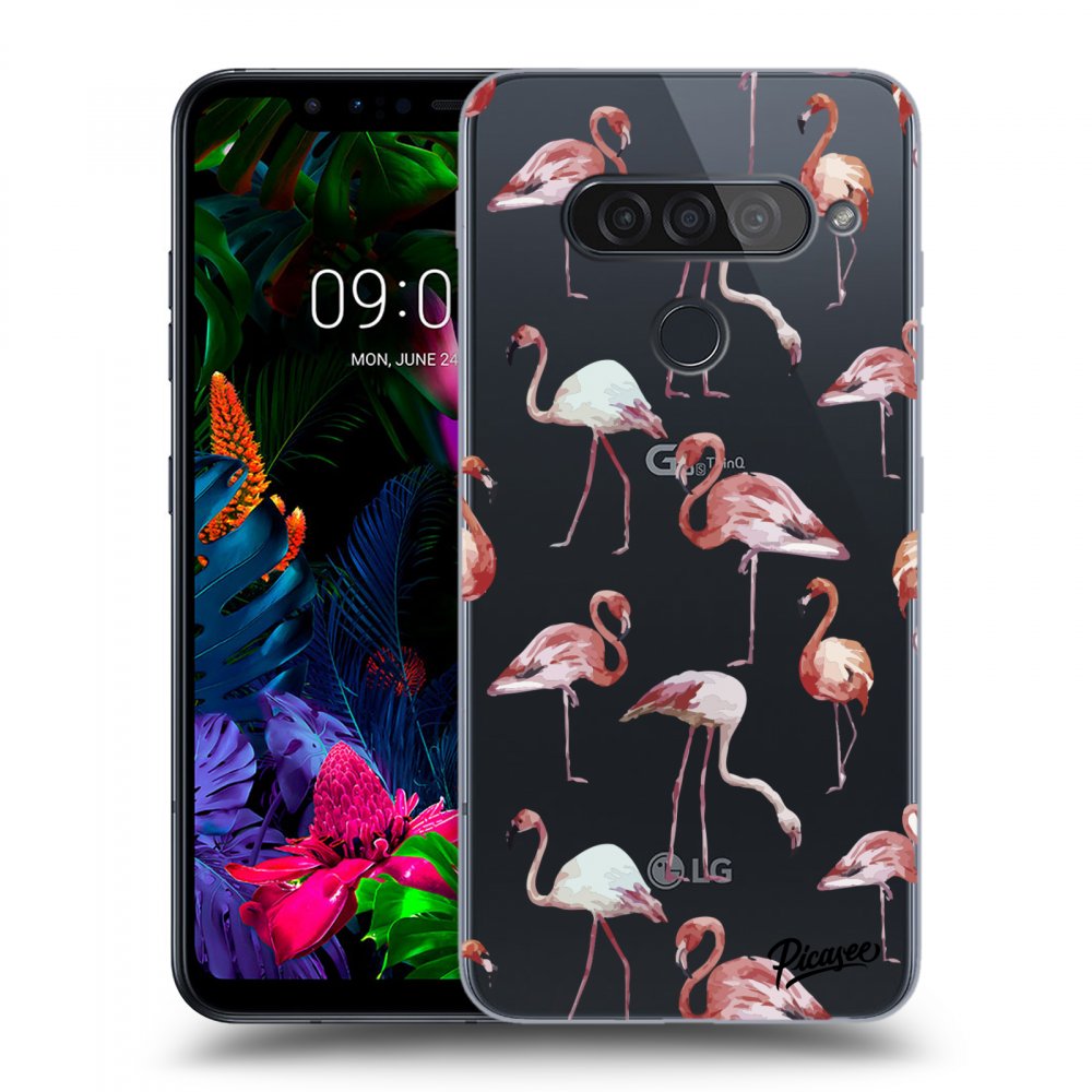 Picasee LG G8s ThinQ Hülle - Transparentes Silikon - Flamingos