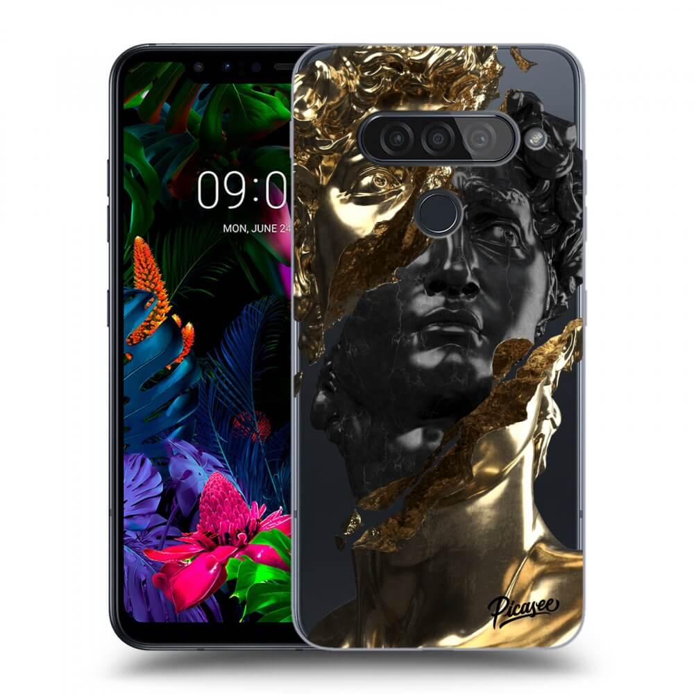 Picasee LG G8s ThinQ Hülle - Transparentes Silikon - Gold - Black