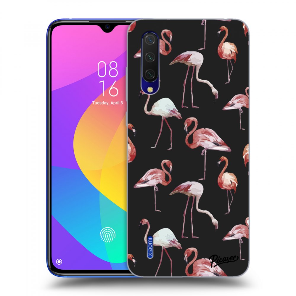 Picasee Xiaomi Mi 9 Lite Hülle - Schwarzes Silikon - Flamingos