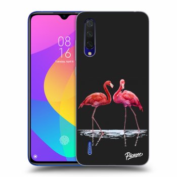 Picasee Xiaomi Mi 9 Lite Hülle - Schwarzes Silikon - Flamingos couple