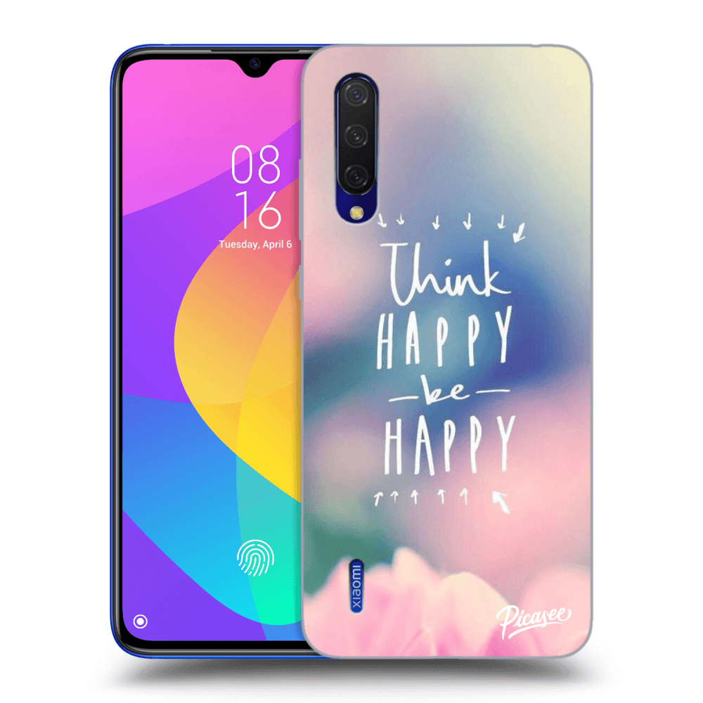 Picasee Xiaomi Mi 9 Lite Hülle - Schwarzes Silikon - Think happy be happy
