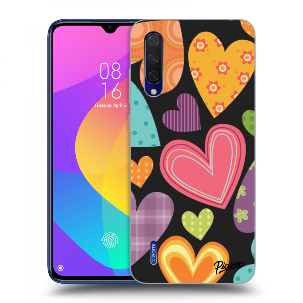 Picasee Xiaomi Mi 9 Lite Hülle - Schwarzes Silikon - Colored heart