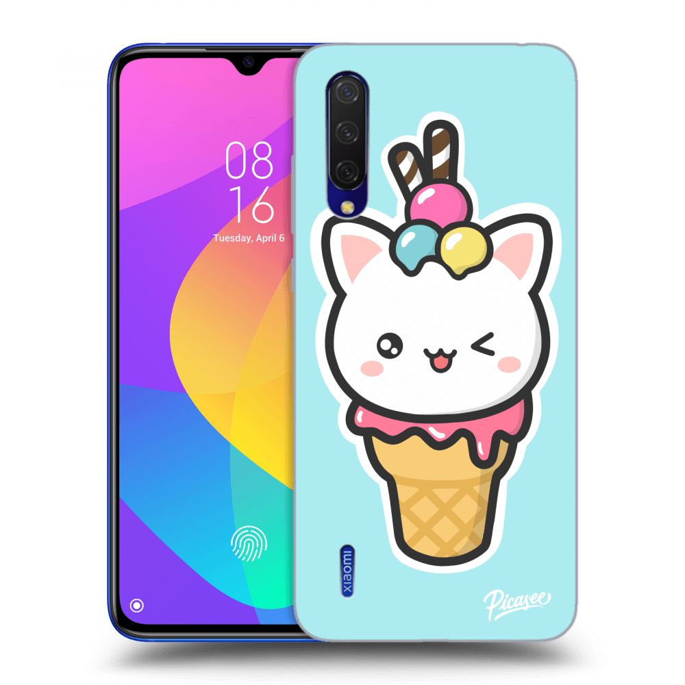 Picasee Xiaomi Mi 9 Lite Hülle - Schwarzes Silikon - Ice Cream Cat