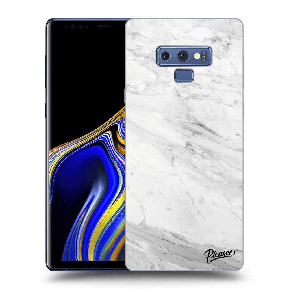 Picasee Samsung Galaxy Note 9 N960F Hülle - Schwarzes Silikon - White marble
