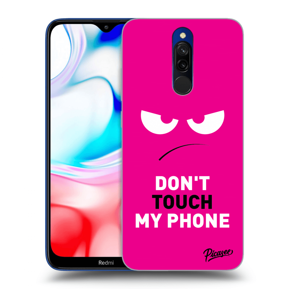 Picasee Xiaomi Redmi 8 Hülle - Schwarzes Silikon - Angry Eyes - Pink