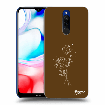 Picasee Xiaomi Redmi 8 Hülle - Schwarzes Silikon - Brown flowers