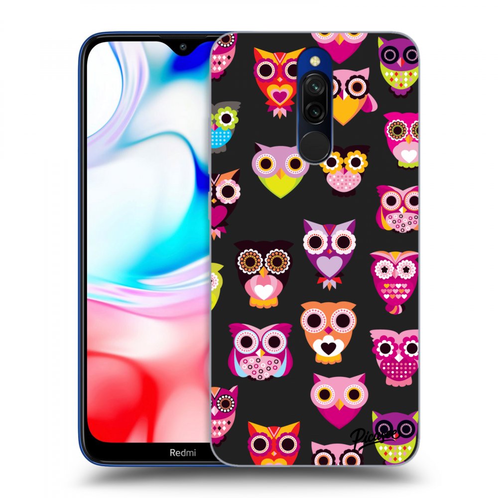 Picasee Xiaomi Redmi 8 Hülle - Schwarzes Silikon - Owls