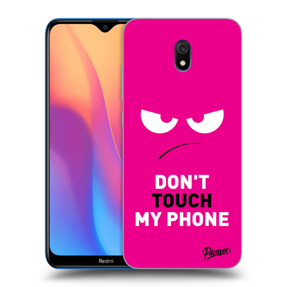Picasee Xiaomi Redmi 8A Hülle - Schwarzes Silikon - Angry Eyes - Pink