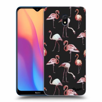 Picasee Xiaomi Redmi 8A Hülle - Schwarzes Silikon - Flamingos