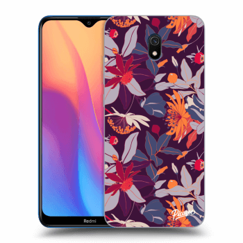 Picasee Xiaomi Redmi 8A Hülle - Transparentes Silikon - Purple Leaf