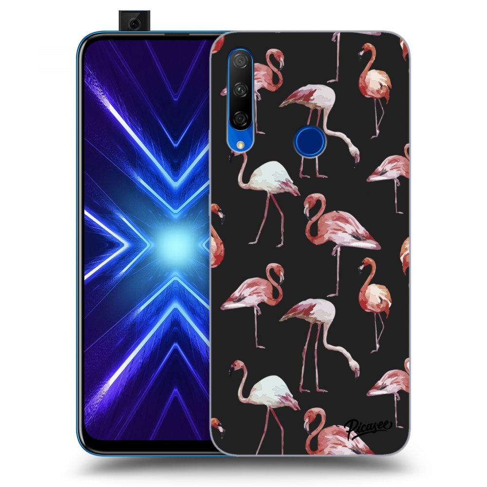 Picasee Honor 9X Hülle - Schwarzes Silikon - Flamingos