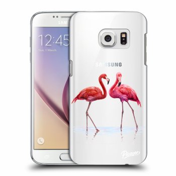 Picasee Samsung Galaxy S7 G930F Hülle - Transparentes Silikon - Flamingos couple