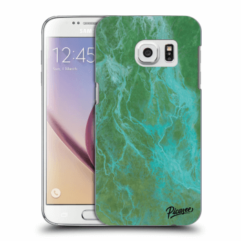Picasee Samsung Galaxy S7 G930F Hülle - Transparentes Silikon - Green marble