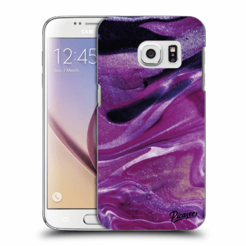 Picasee Samsung Galaxy S7 G930F Hülle - Transparentes Silikon - Purple glitter