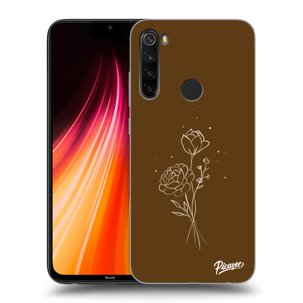 Picasee Xiaomi Redmi Note 8T Hülle - Transparentes Silikon - Brown flowers