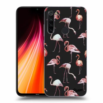 Picasee Xiaomi Redmi Note 8T Hülle - Schwarzes Silikon - Flamingos
