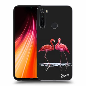 Picasee Xiaomi Redmi Note 8T Hülle - Schwarzes Silikon - Flamingos couple