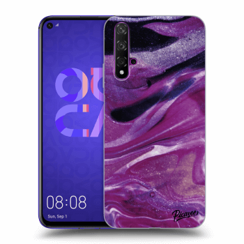 Picasee Huawei Nova 5T Hülle - Transparentes Silikon - Purple glitter