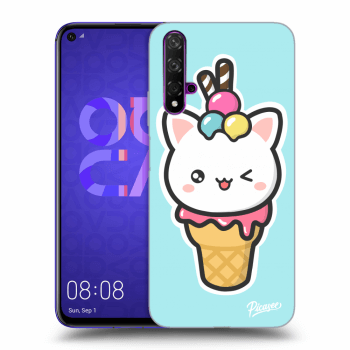 Picasee Huawei Nova 5T Hülle - Transparentes Silikon - Ice Cream Cat