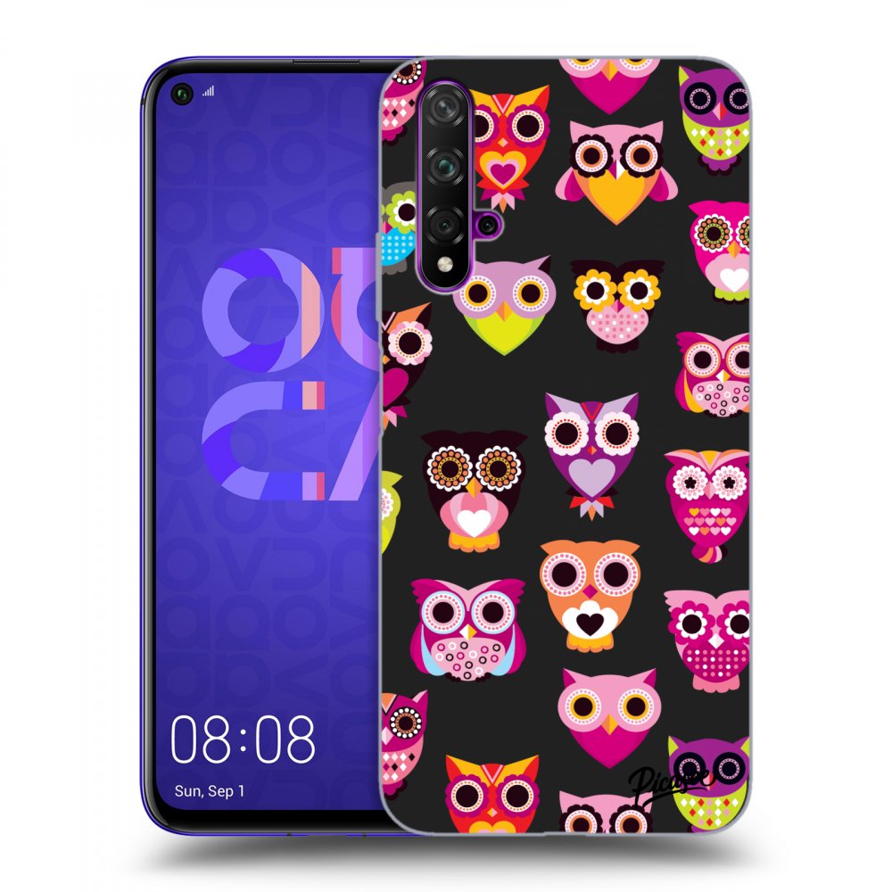 Picasee Huawei Nova 5T Hülle - Schwarzes Silikon - Owls