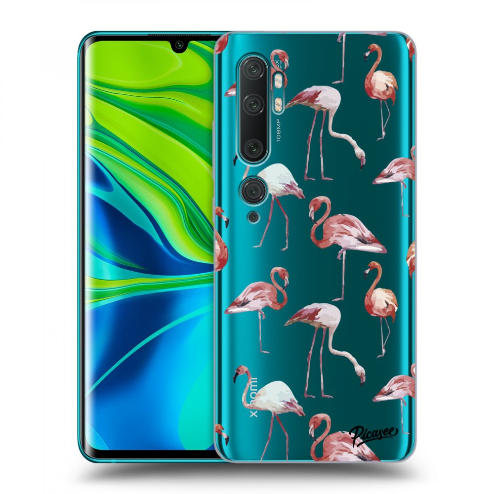 Picasee Xiaomi Mi Note 10 (Pro) Hülle - Transparentes Silikon - Flamingos