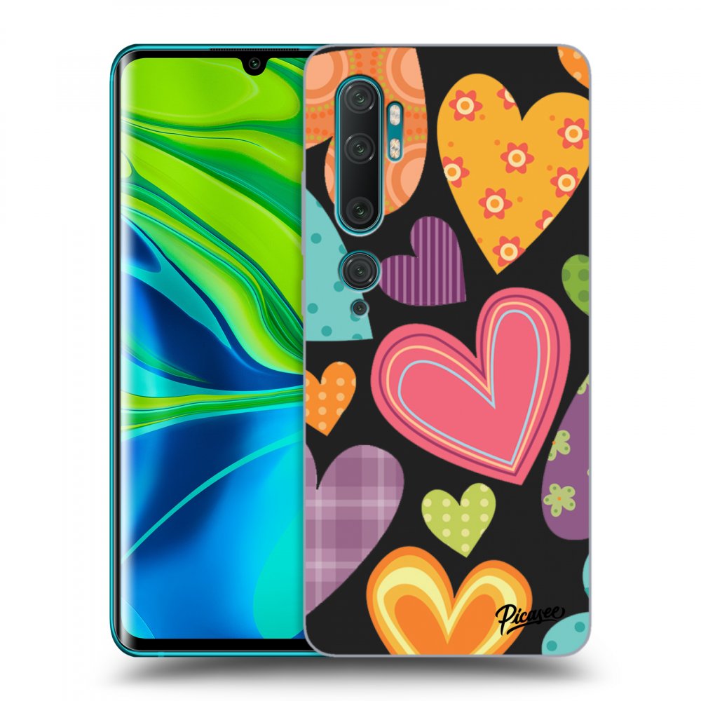 Picasee Xiaomi Mi Note 10 (Pro) Hülle - Schwarzes Silikon - Colored heart