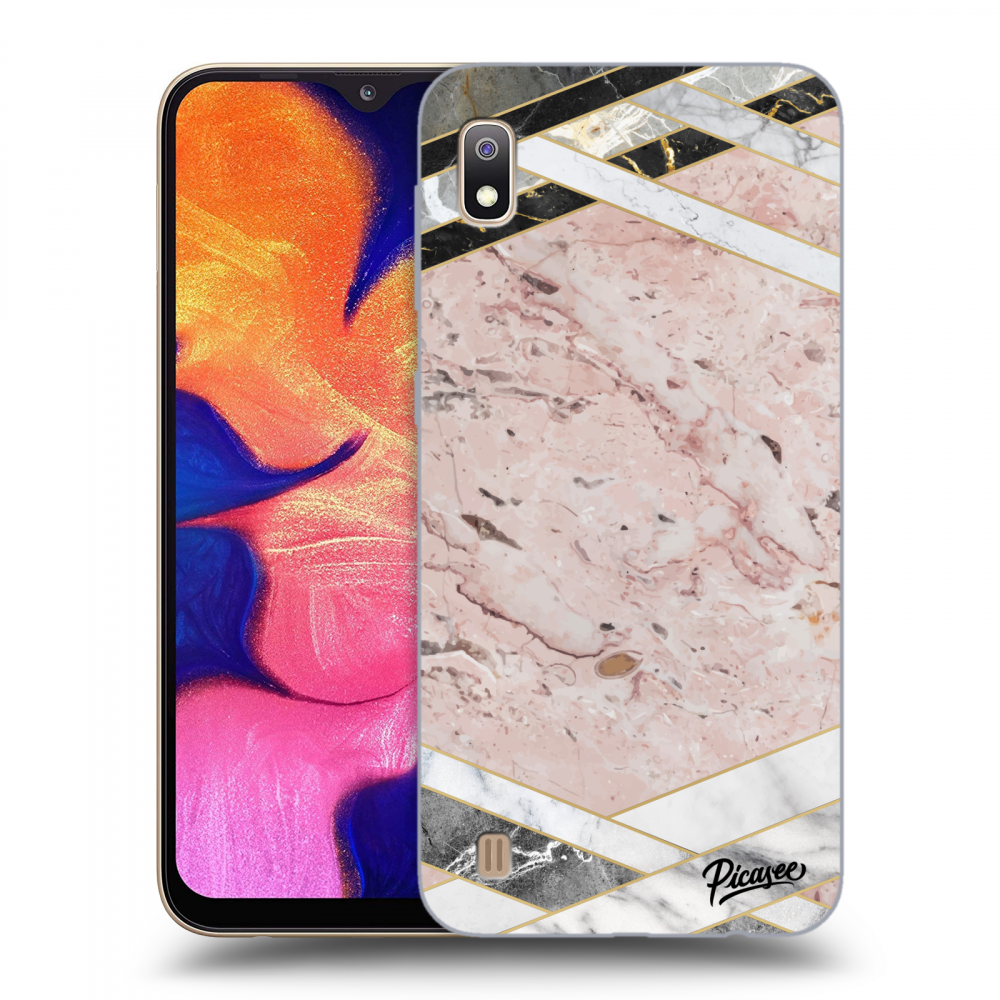Picasee Samsung Galaxy A10 A105F Hülle - Transparentes Silikon - Pink geometry