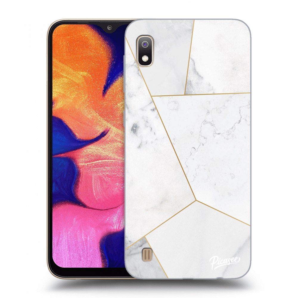 Picasee Samsung Galaxy A10 A105F Hülle - Schwarzes Silikon - White tile
