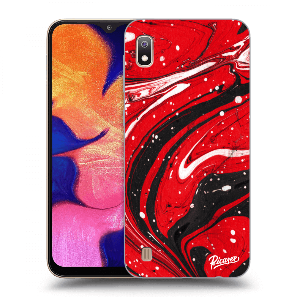 Picasee Samsung Galaxy A10 A105F Hülle - Transparentes Silikon - Red black