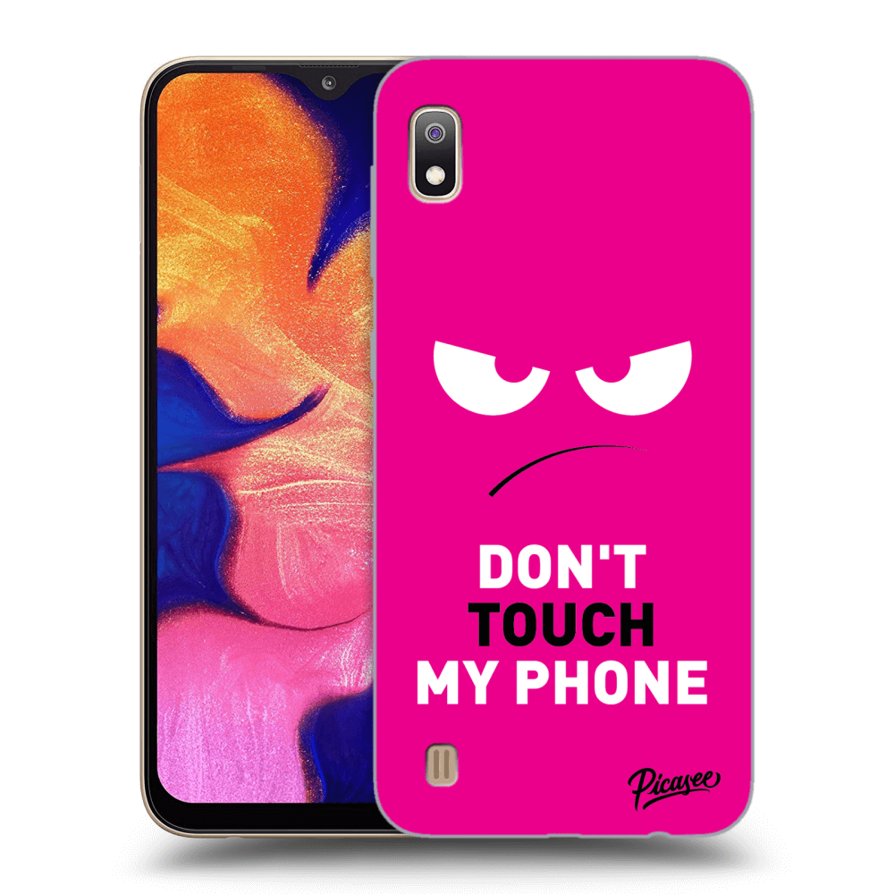 Picasee Samsung Galaxy A10 A105F Hülle - Transparentes Silikon - Angry Eyes - Pink