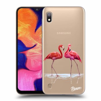 Picasee Samsung Galaxy A10 A105F Hülle - Transparentes Silikon - Flamingos couple