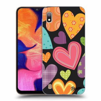 Picasee Samsung Galaxy A10 A105F Hülle - Schwarzes Silikon - Colored heart