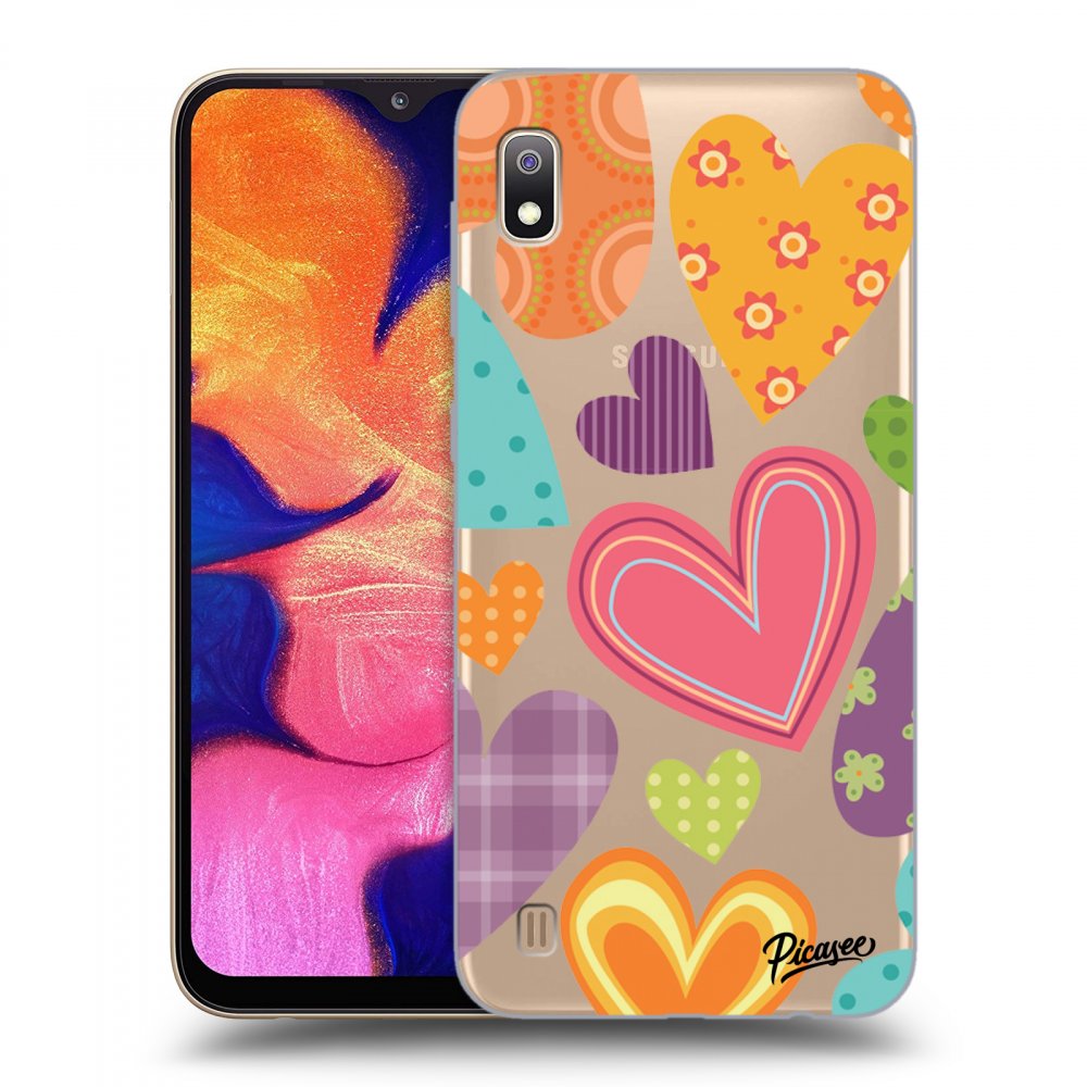Picasee Samsung Galaxy A10 A105F Hülle - Transparentes Silikon - Colored heart