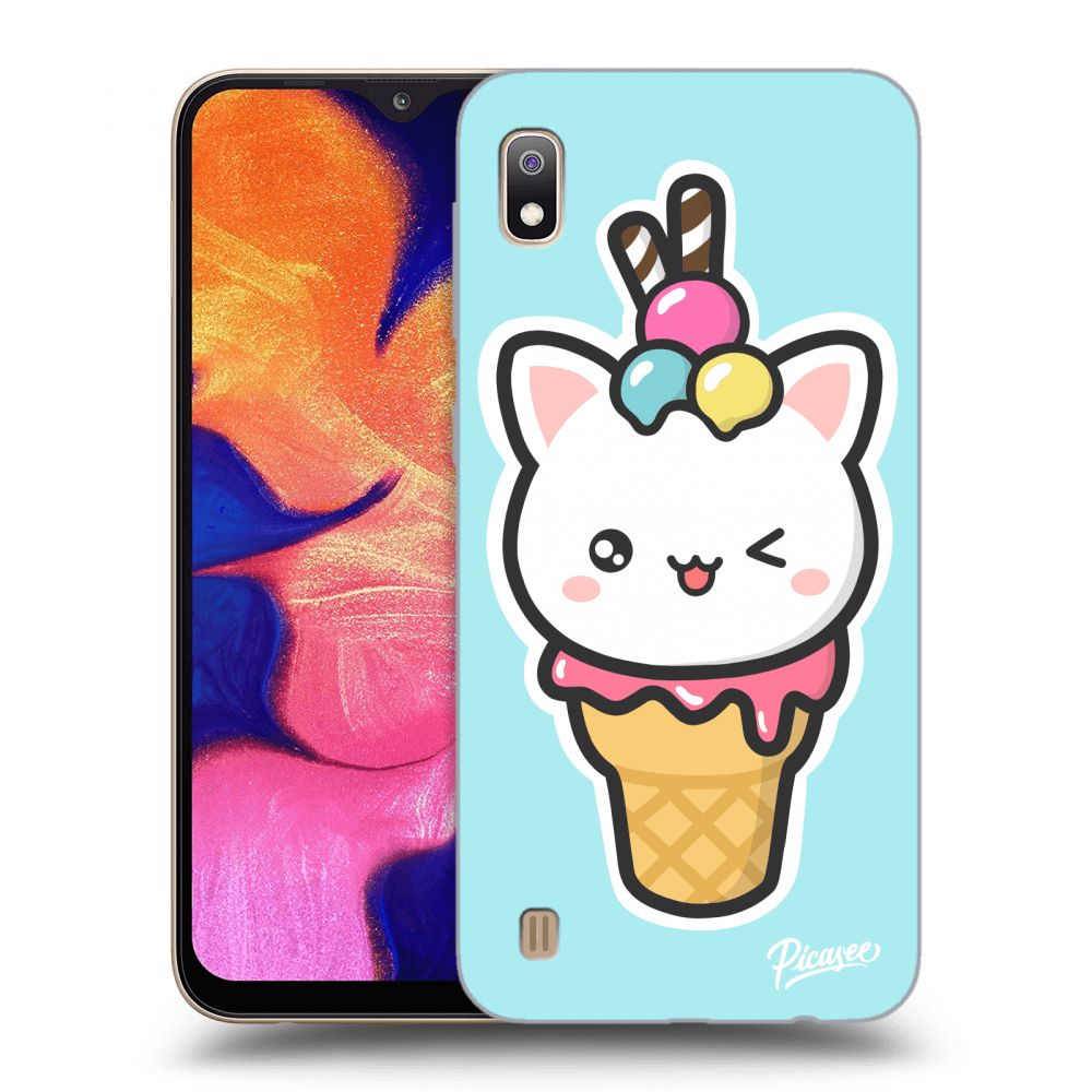 Picasee Samsung Galaxy A10 A105F Hülle - Transparentes Silikon - Ice Cream Cat