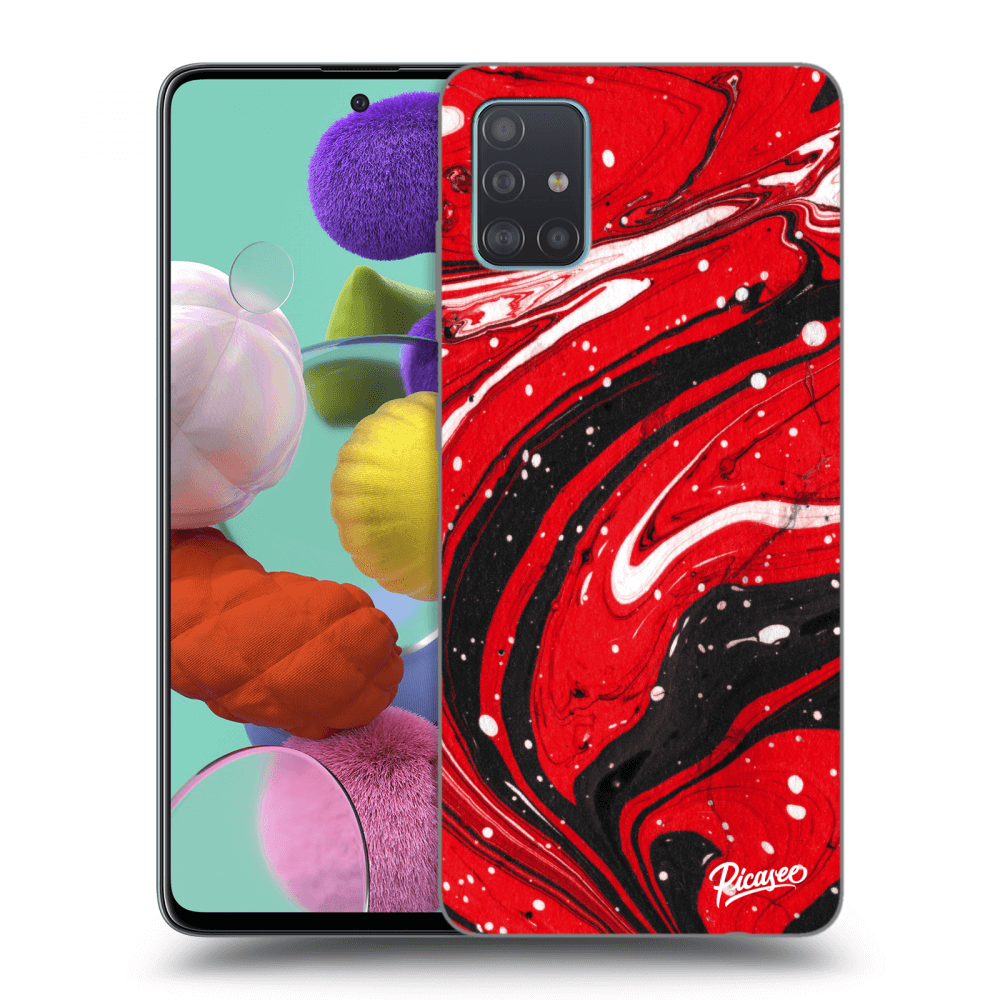 Picasee Samsung Galaxy A51 A515F Hülle - Transparentes Silikon - Red black