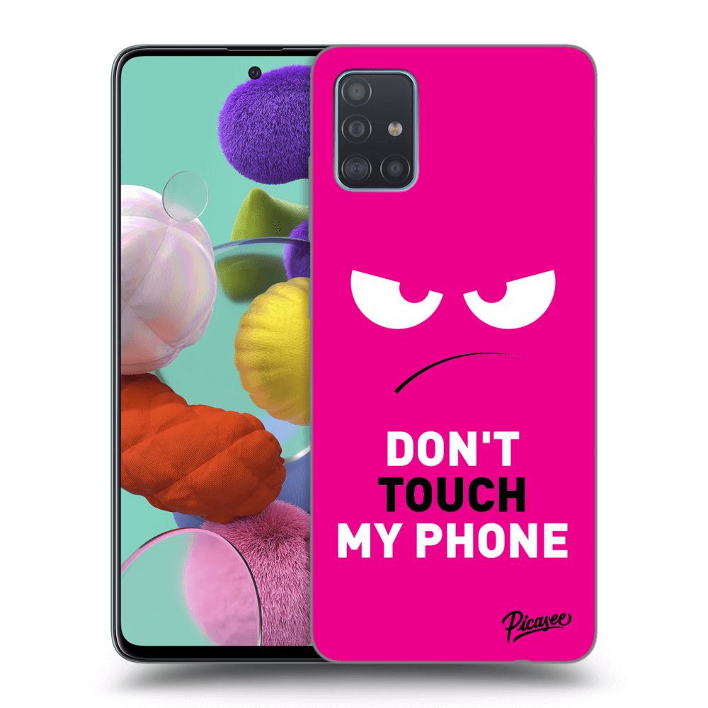 Picasee Samsung Galaxy A51 A515F Hülle - Schwarzes Silikon - Angry Eyes - Pink