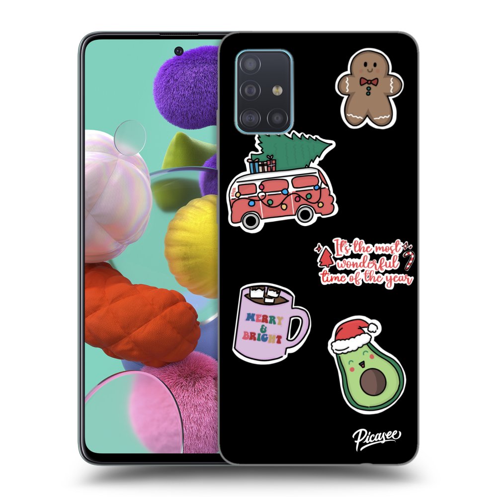 Picasee Samsung Galaxy A51 A515F Hülle - Schwarzes Silikon - Christmas Stickers