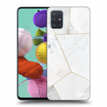 Picasee Samsung Galaxy A51 A515F Hülle - Schwarzes Silikon - White tile