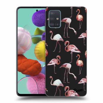 Picasee Samsung Galaxy A51 A515F Hülle - Schwarzes Silikon - Flamingos