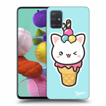 Picasee Samsung Galaxy A51 A515F Hülle - Schwarzes Silikon - Ice Cream Cat