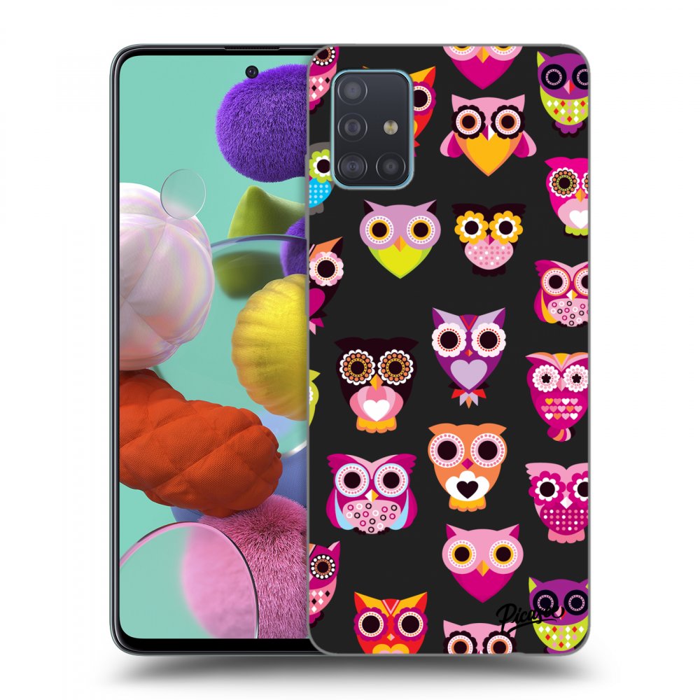 Picasee Samsung Galaxy A51 A515F Hülle - Schwarzes Silikon - Owls