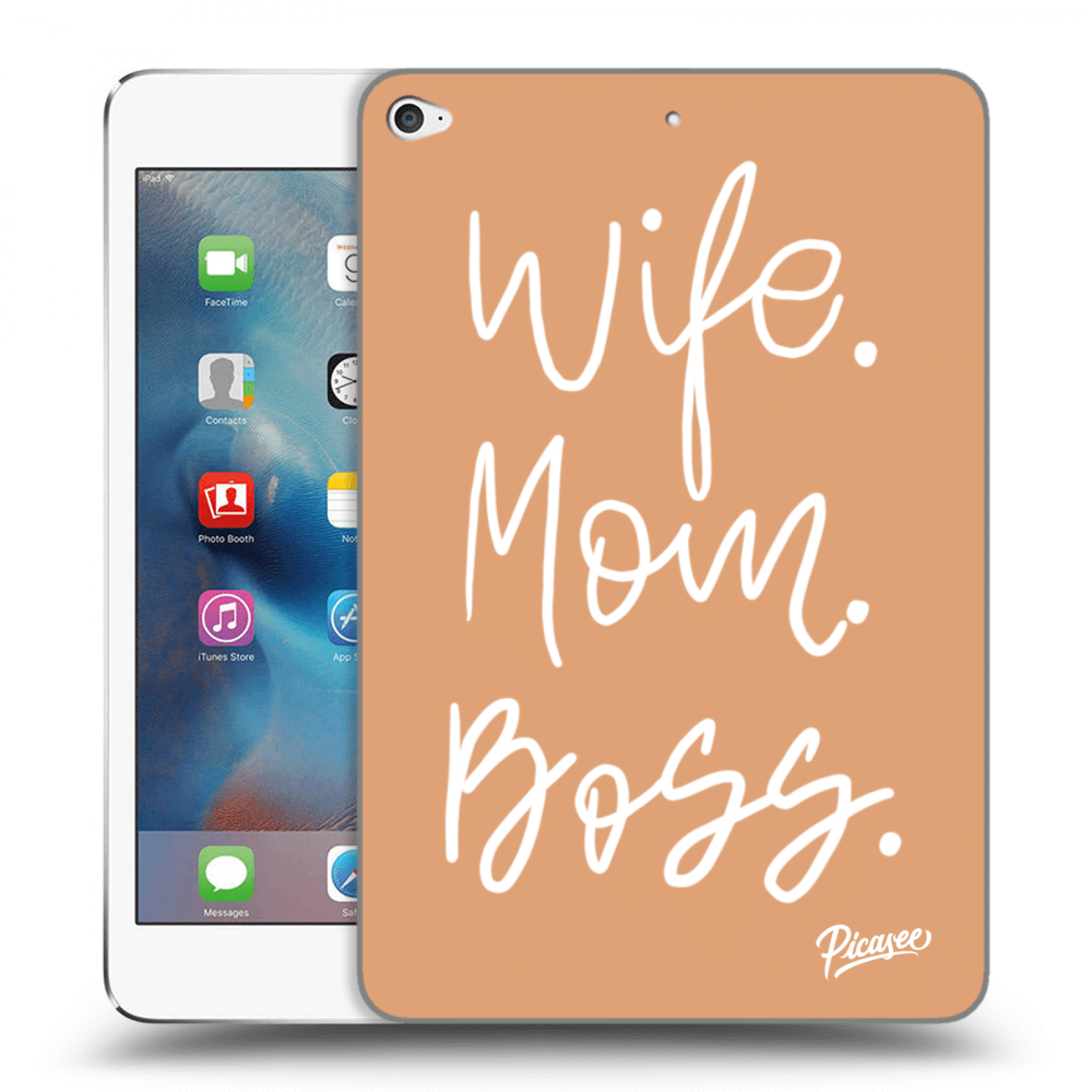 Picasee Schwarze Silikonhülle für Apple iPad mini 4 - Boss Mama