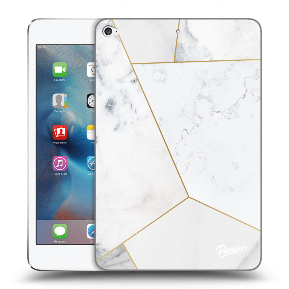 Picasee Schwarze Silikonhülle für Apple iPad mini 4 - White tile