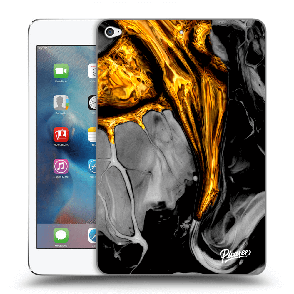 Picasee Schwarze Silikonhülle für Apple iPad mini 4 - Black Gold