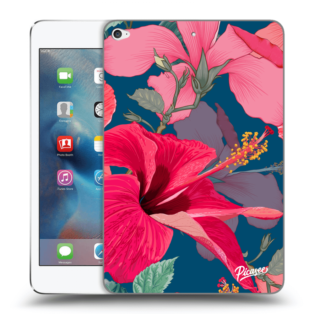 Picasee Schwarze Silikonhülle für Apple iPad mini 4 - Hibiscus