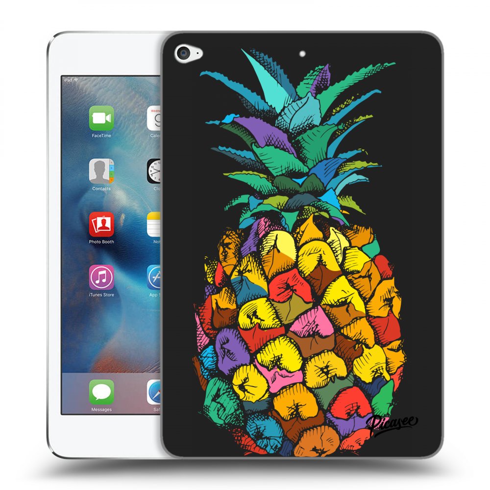 Picasee Schwarze Silikonhülle für Apple iPad mini 4 - Pineapple