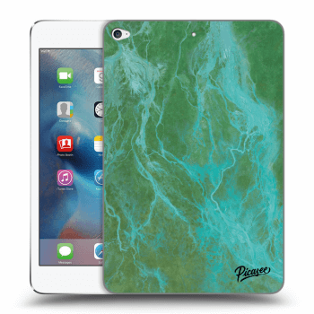 Picasee Schwarze Silikonhülle für Apple iPad mini 4 - Green marble