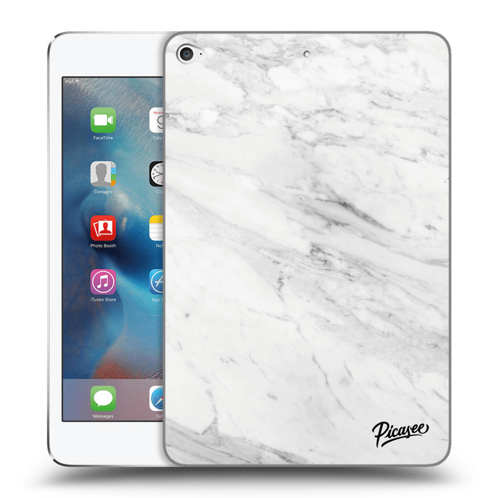 Picasee Schwarze Silikonhülle für Apple iPad mini 4 - White marble