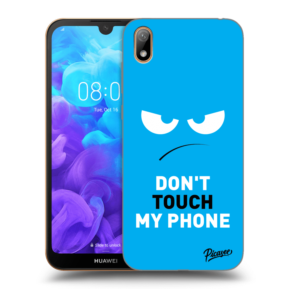 Picasee Huawei Y5 2019 Hülle - Schwarzes Silikon - Angry Eyes - Blue